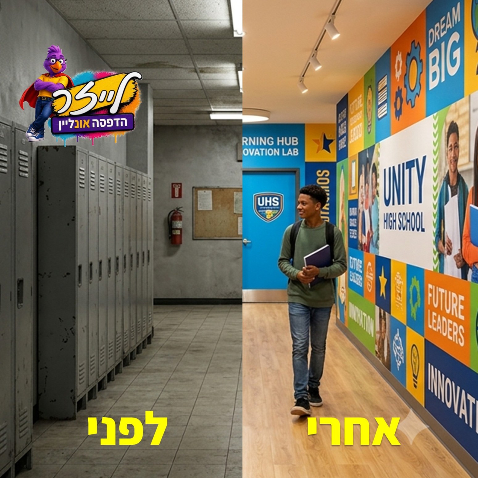 מיתוג קירות לבתי ספר