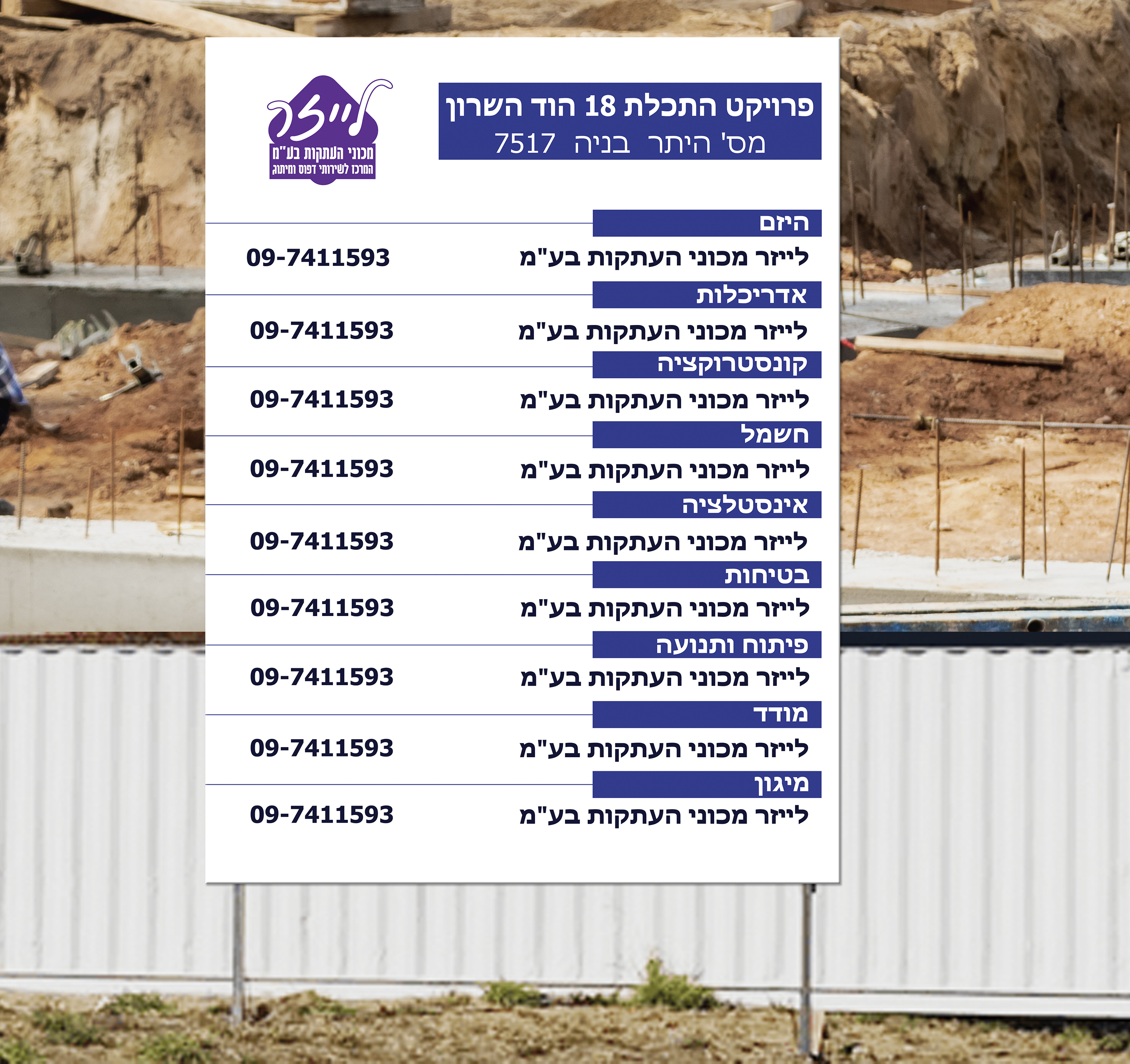 שלט היתר לאתר בניה